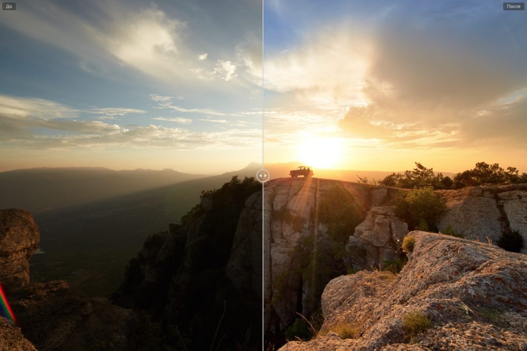 Фотограф Степанов А. До и после применения настроек коррекции для raw кадра (ползунок не двигается)