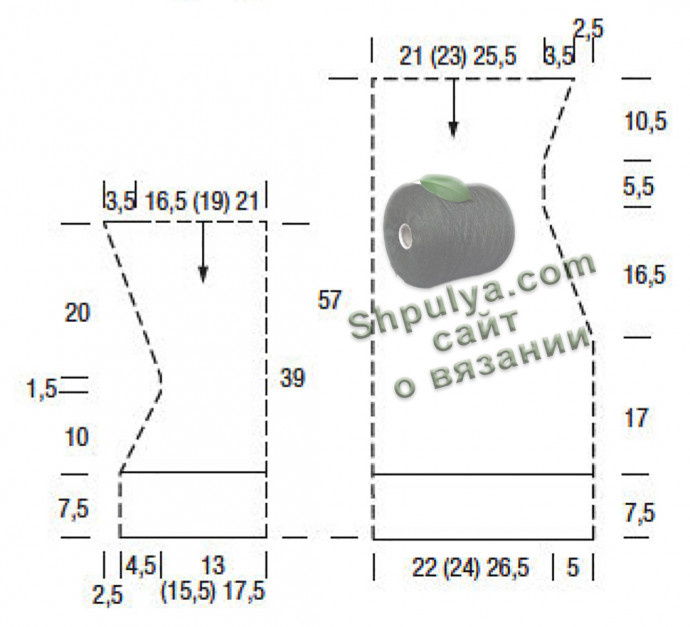 Выкройка для вязания женского платья спицами