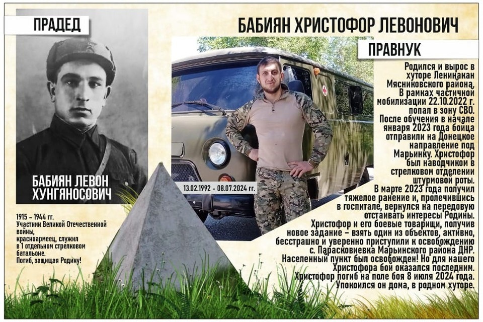    Христофор Бабиян пожертвовал ради Родины жизнью. Фото: предоставила Ирина Хочкинян