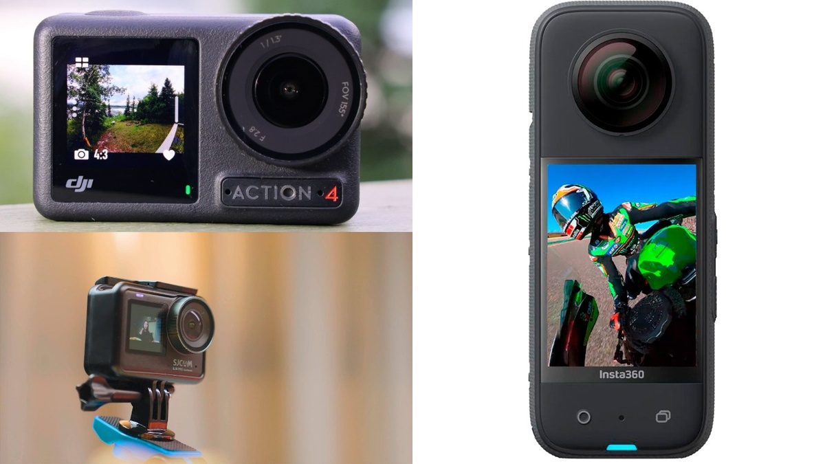  Мой арсенал для тестирования - слева направо: DJI, SJCAM, Insta360