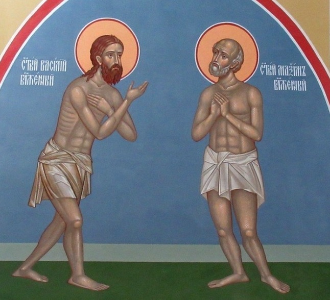 Святые блаженные Василий и Максим. Современная роспись.