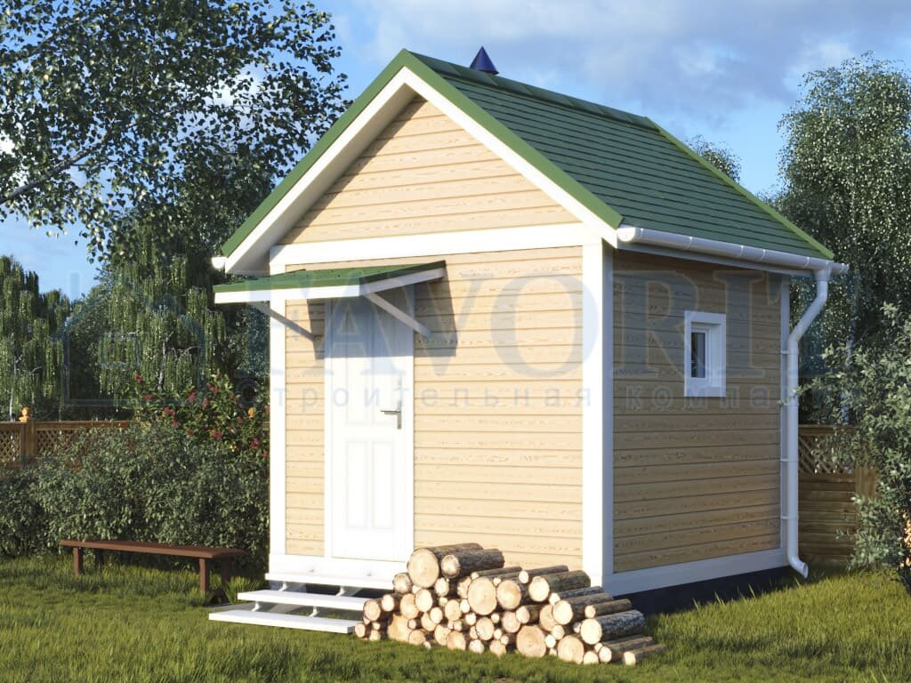 Каркасная баня 3х3, проект от компании "Фаворит"