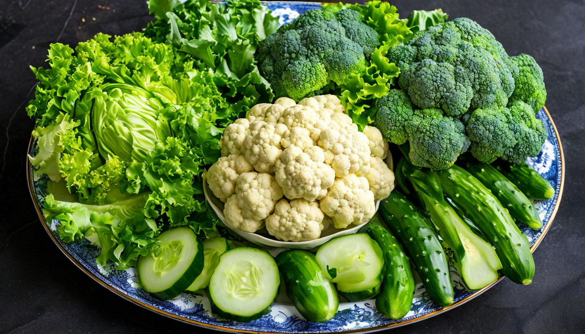 Тарелка зеленых овощей