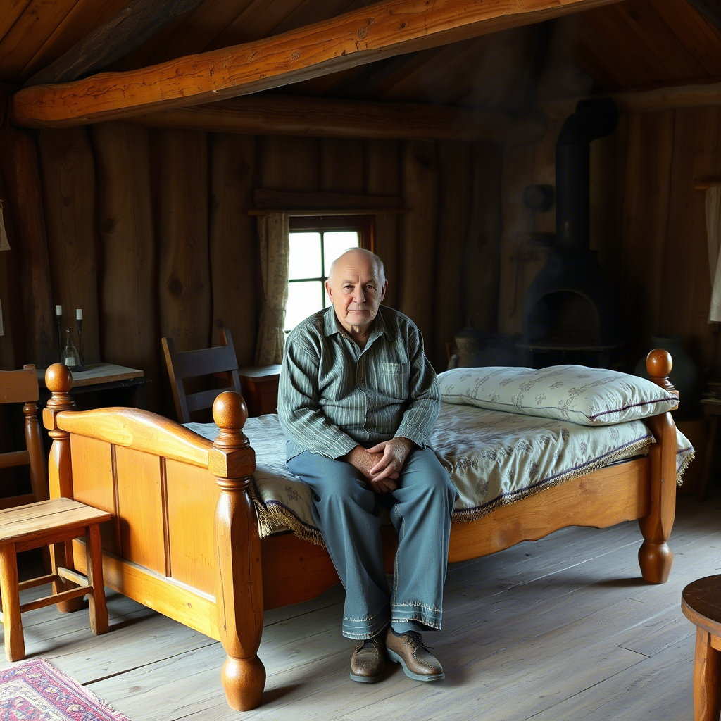 Пожилой отец в доме. 