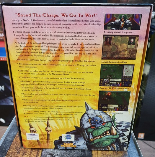 Warhammer: Shadow of the Horned Rat, 1995 год, обратная сторона коробки