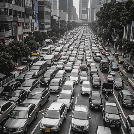 вот такая картина с пробками и толкотней в городе у меня получилась.