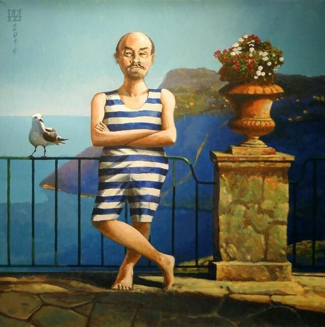 КАРТИНА ХУДОЖНИКА АНДРЕЯ ЮРЬЕВИЧА АНДРИАНОВА ПОД НАЗВАНИЕМ " ЛЕНИН В КАПРИ "