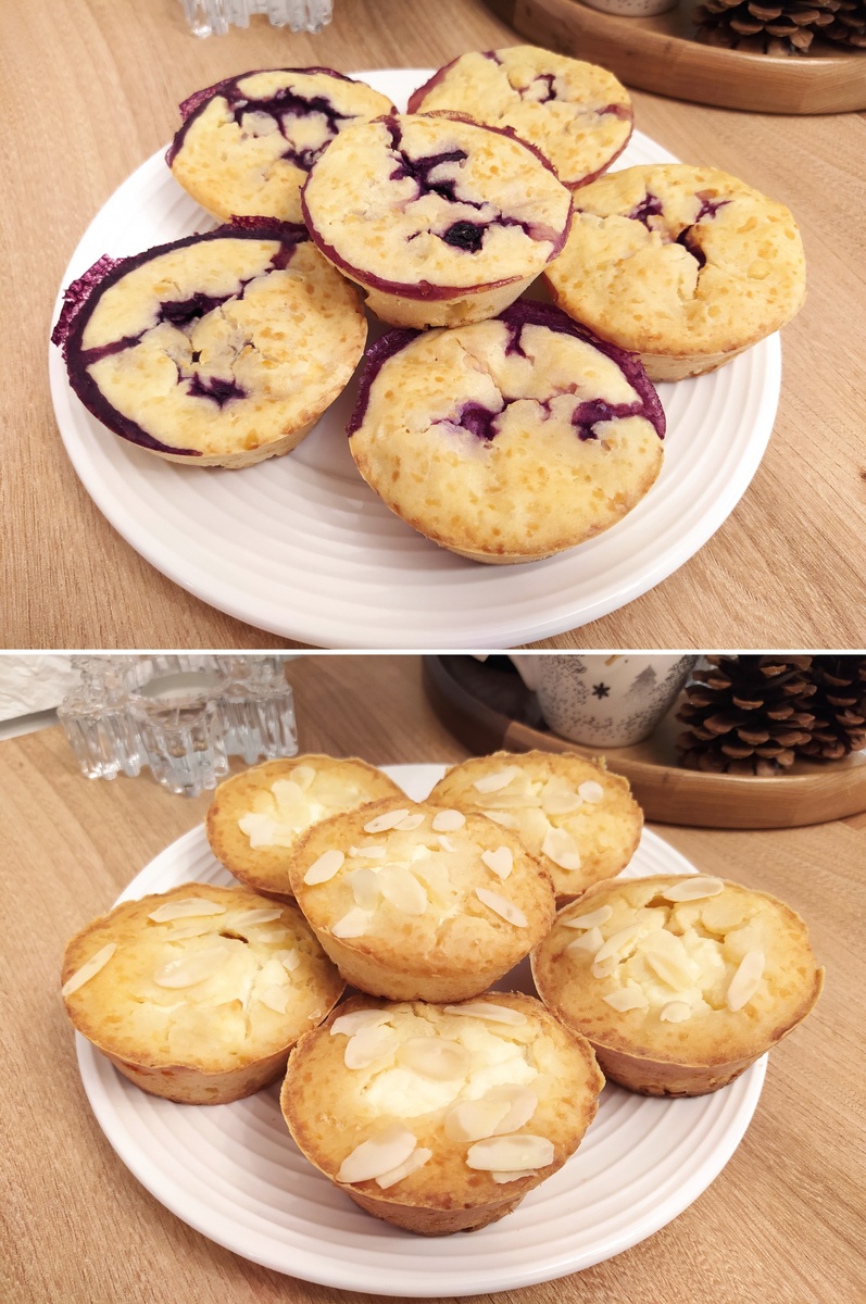 Творожные маффины с начинкой. Рецепт один. Начинки разные.