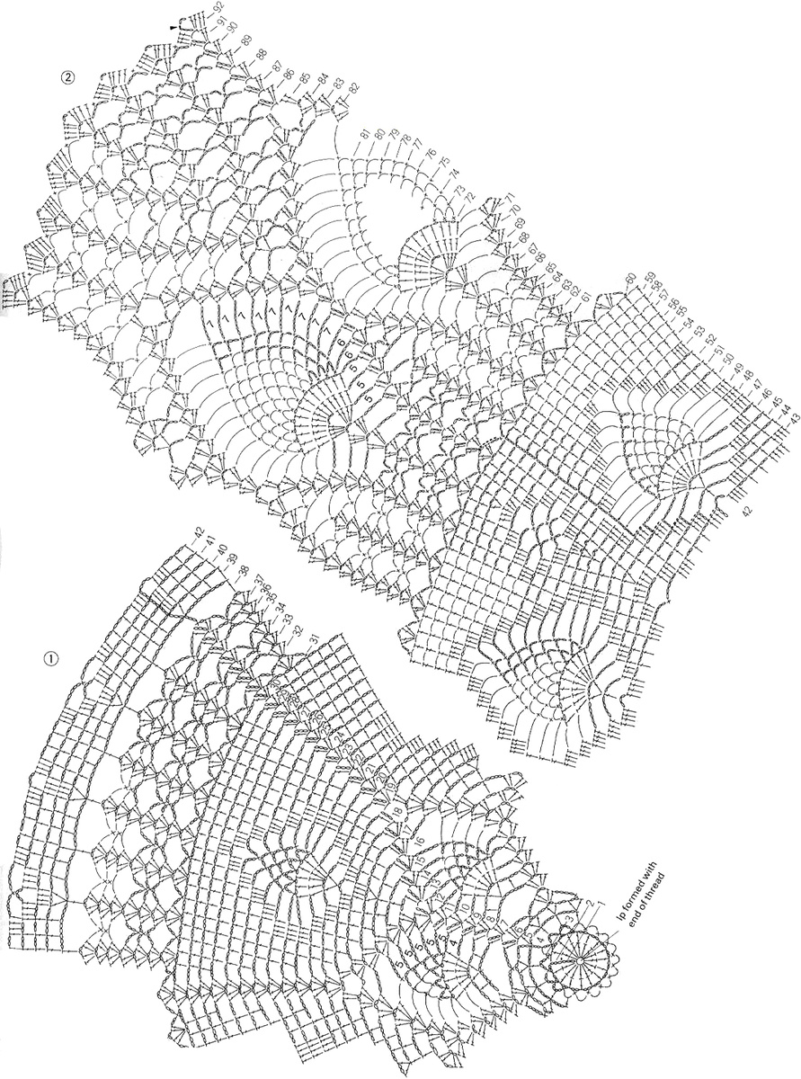 Большая скатерть, связанная крючком - фото из иностранного журнала по рукоделию. СХЕМА.