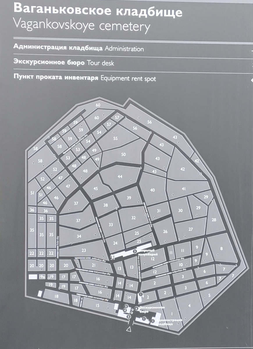 План Ваганьковского кладбища на входе