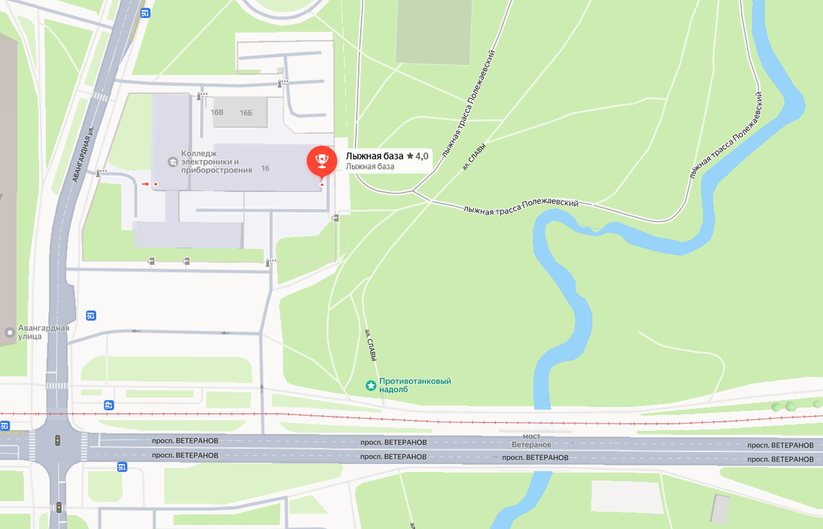 Яндекс карты. Закрытая лыжная школа. 