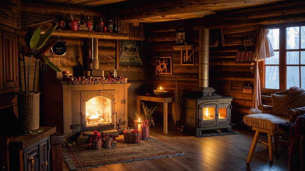 Теплая и уютная деревянная изба