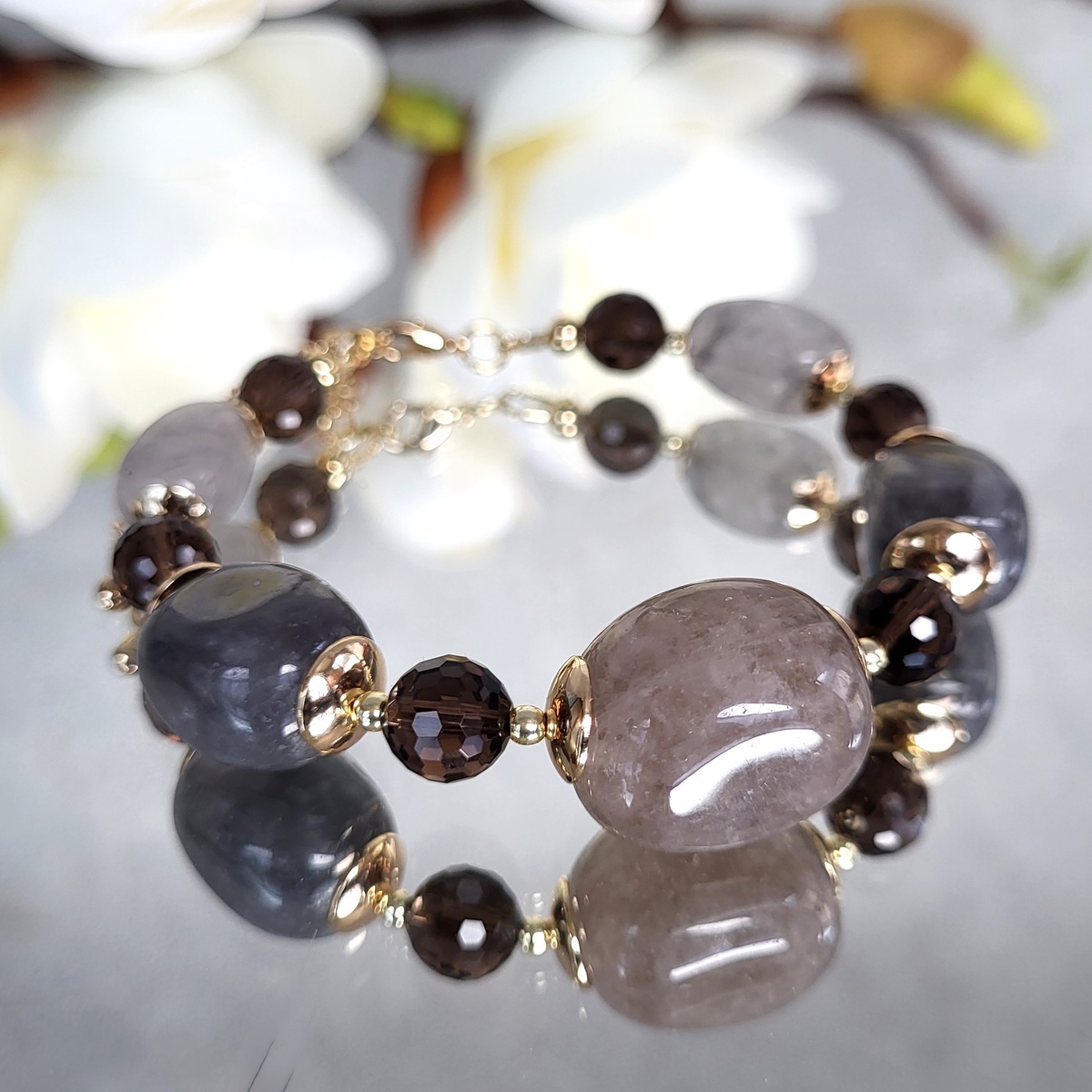 Браслет из кварца, раухтопаза