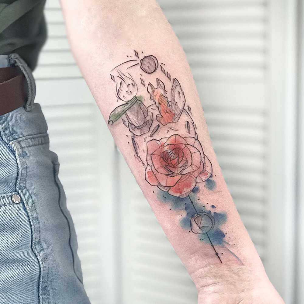 Татуировка "Маленький принц" в стиле Акварель от Sorry Mom Tattoo