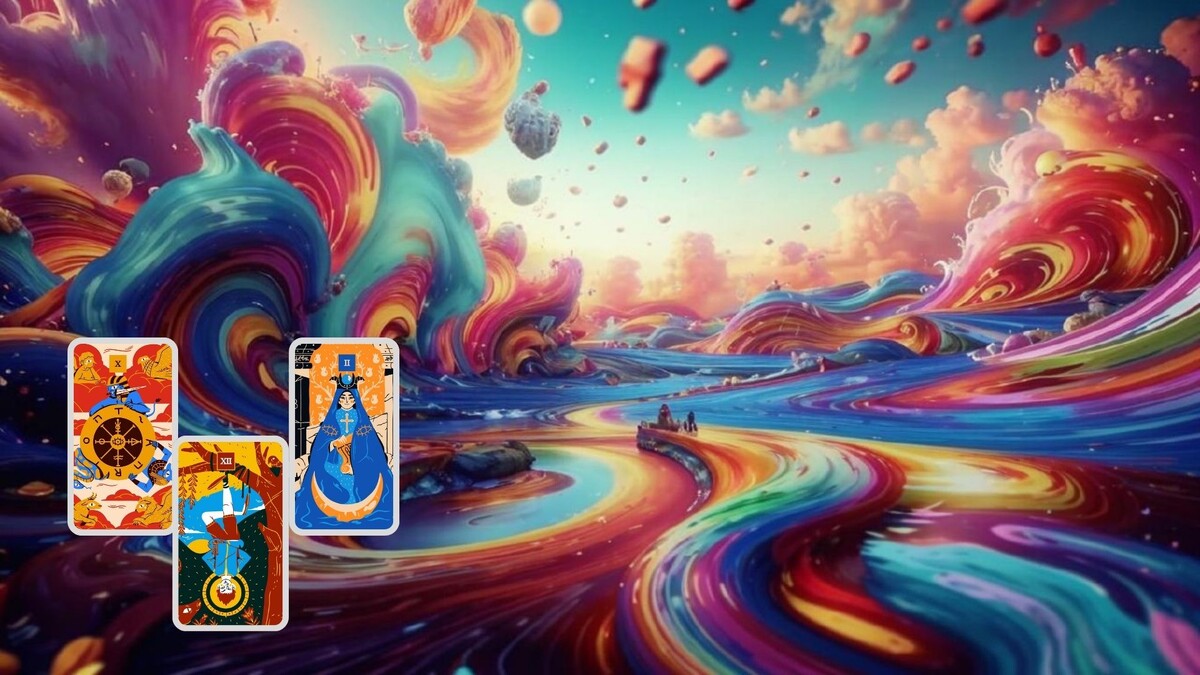 Колесо Фортуны и Жрица образуют теневого Повешенного