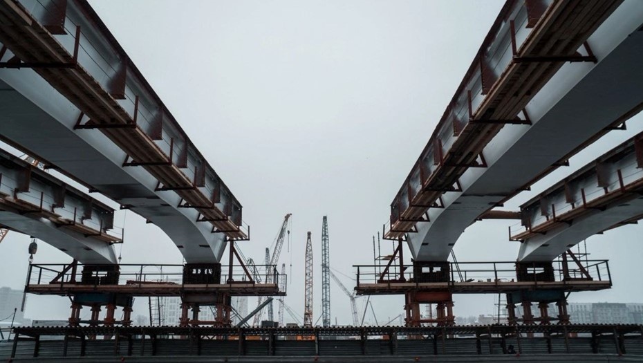    Строительство Большого Смоленского моста в Петербурге, февраль 2025 года Автор фото: Пресс-служба КРТИ Петербурга