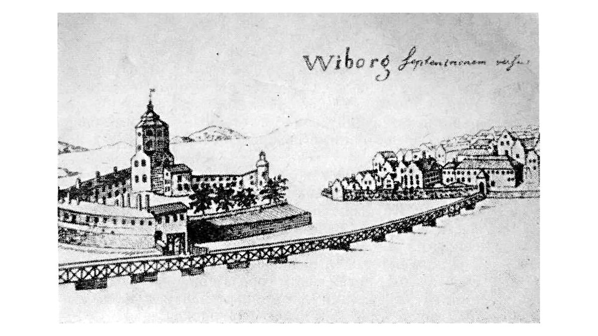 Выборгский замок на рисунке 1820-х годов, вид с северной стороны