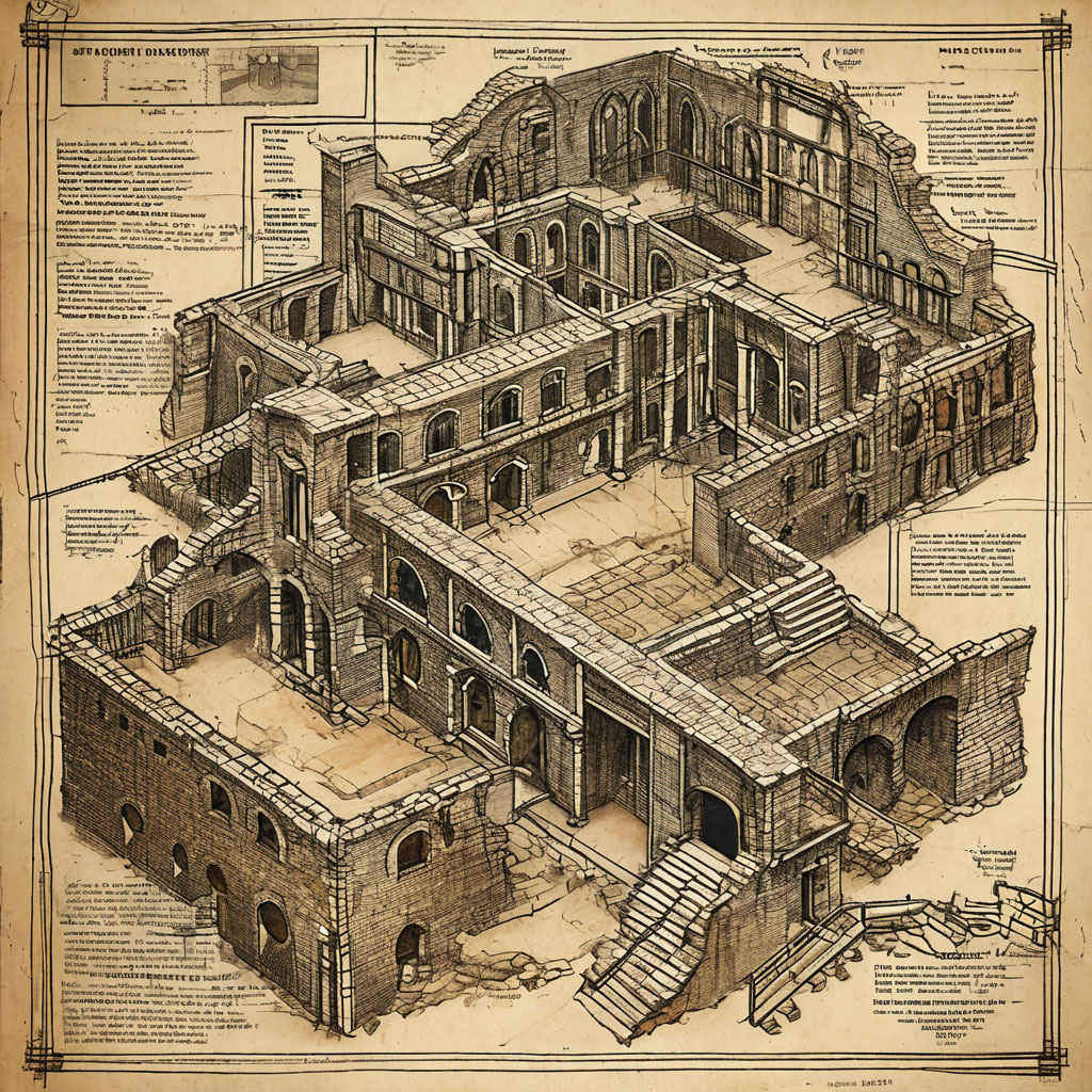 Старинный план подземных коридоров Выборгского замка, 1822 год