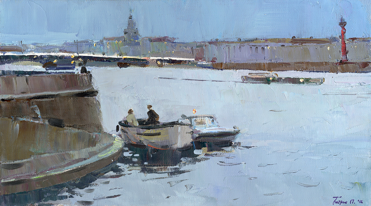 Тютрин Петр. Белая ночь на Неве 20х35 картон, масло 2012 год
