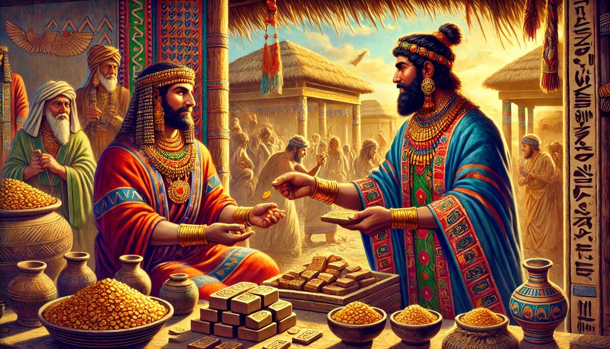 Рынок в Древней Месопотамии. Арт. Фэнтези. Авторская работа при помощи ИИ.