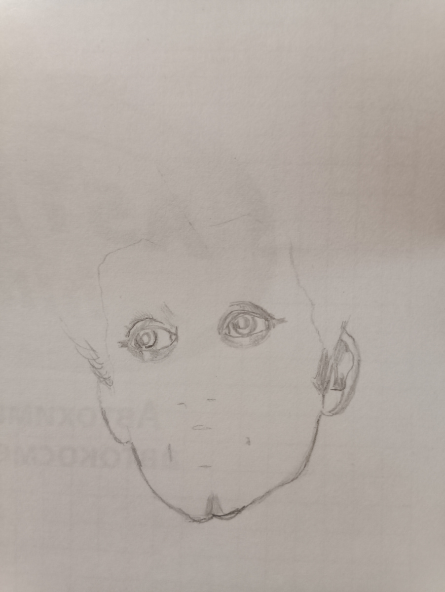 Фото автора. Рисуем лицо карандашом. Глаза, уши.