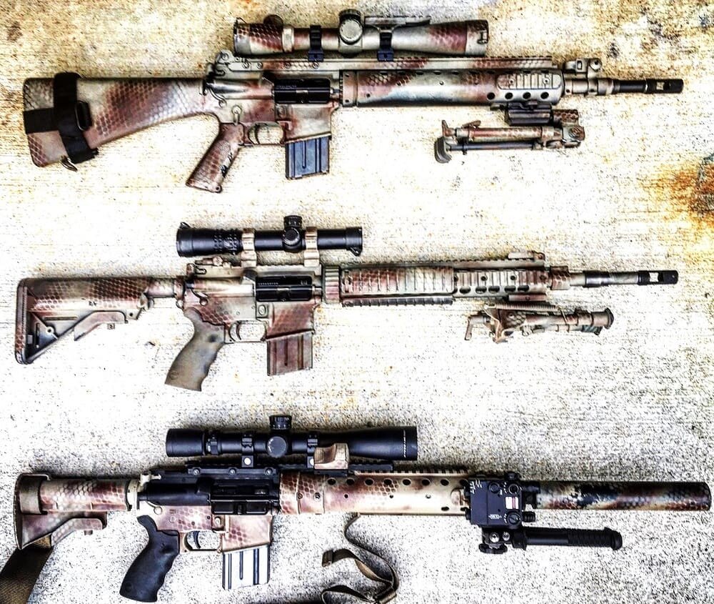 Сверху вниз: Mk-12 Mod 0, Mk-12 Mod 1, Mk-12 Mod H