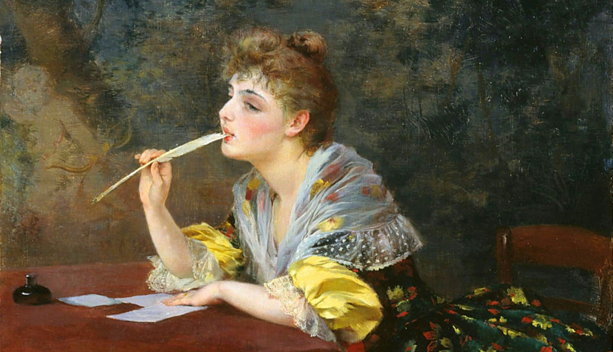 Клавдий Степанов. Фрагмент картины "Письмо". 1893 г.