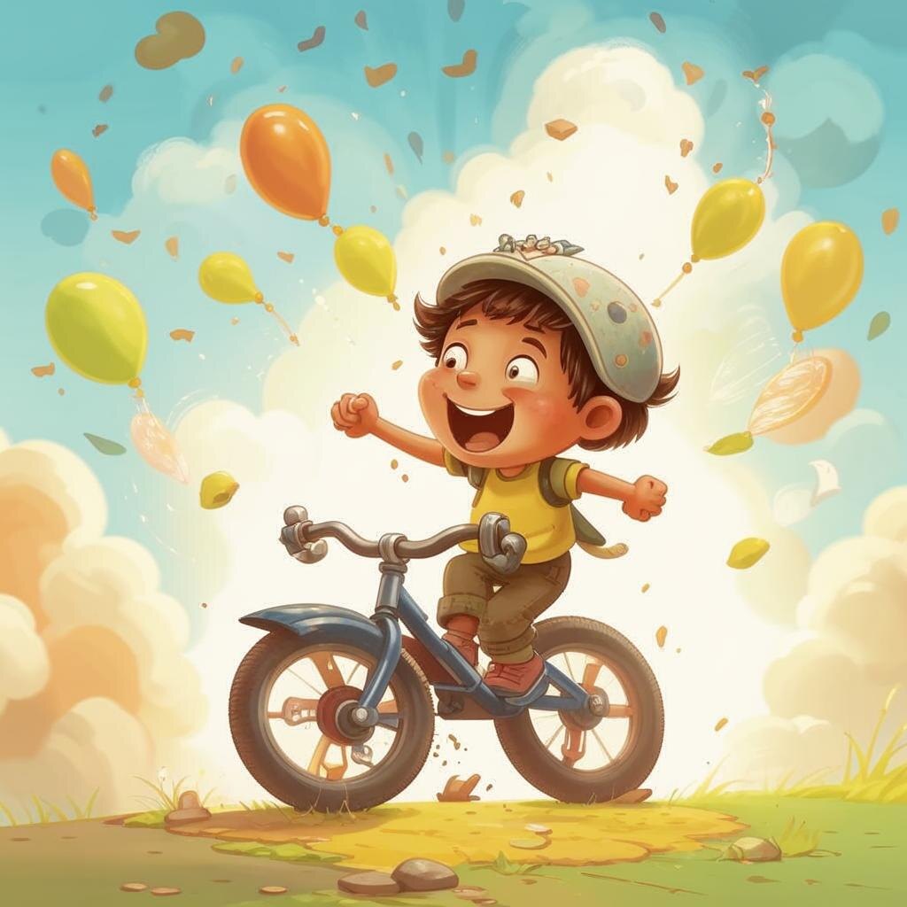 Ребёнок на велосипеде и его мысли: «Падаю… Падаю… Получилось!»