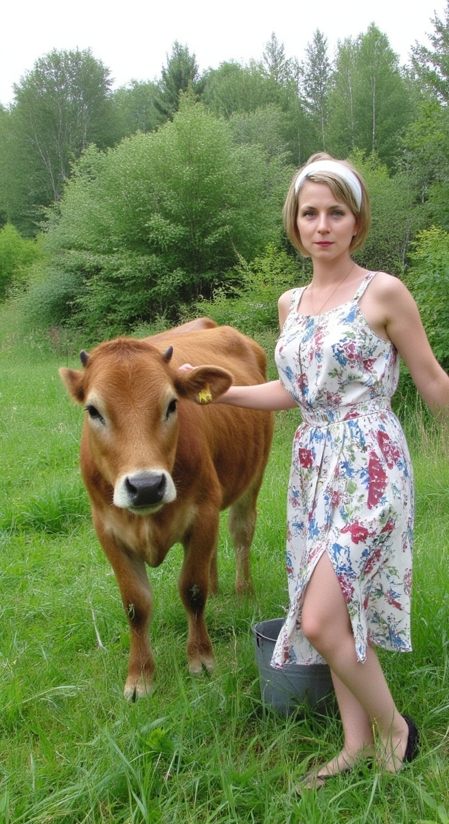 В хозяйстве появилась корова. Вроде отлично, но и даже здесь должно быть распределение сил. Мне посильно доить корову и теленка выхаживать, а мужчине уход за ней. Осталось найти этого мужчину))).