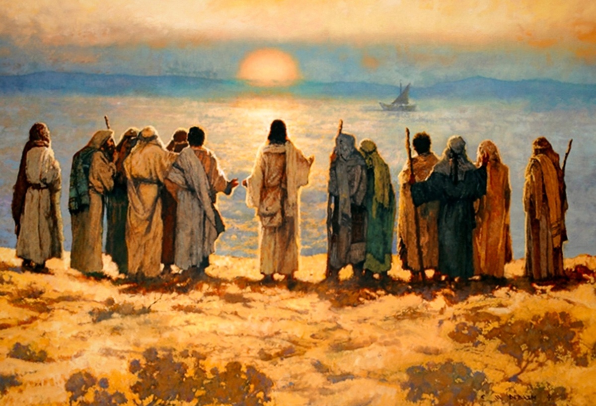 Иисус Христос со своимиу учениками.