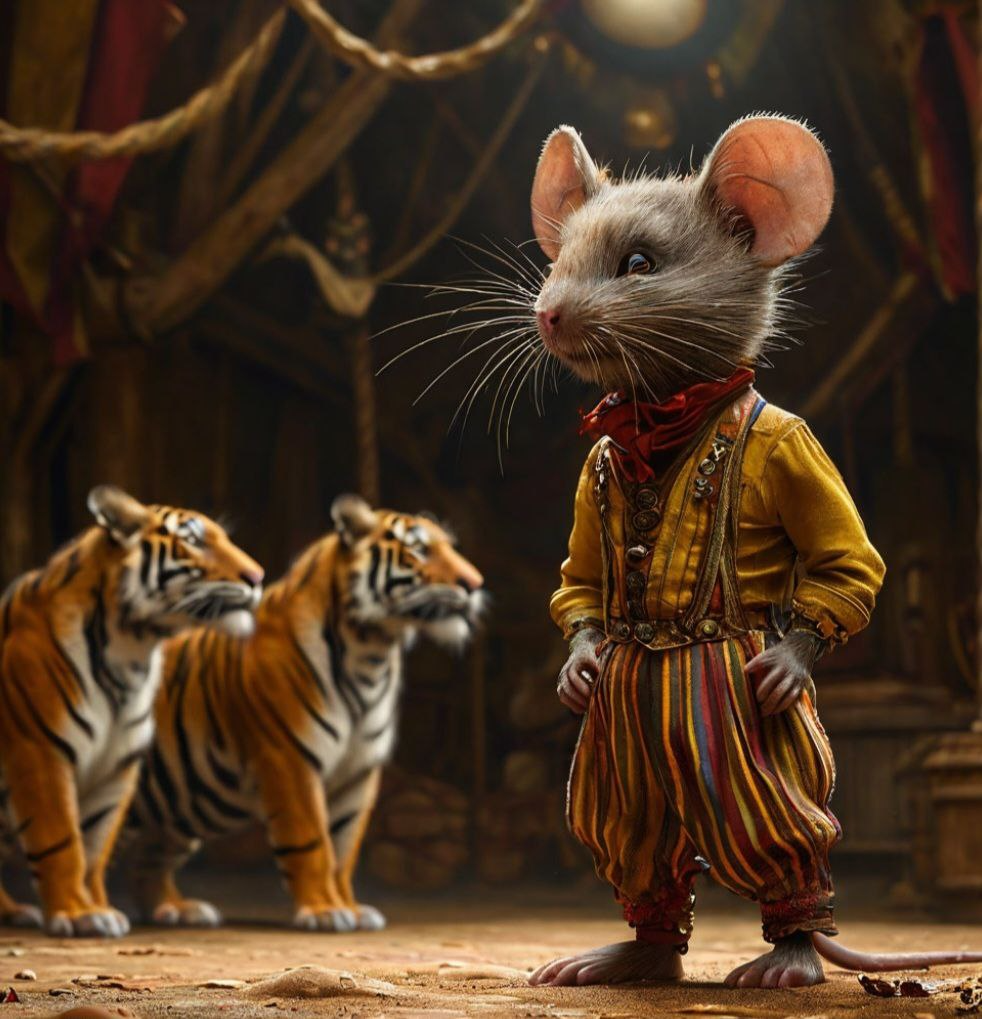 На манеже с цирковыми тиграми, изображение выполнено авторомстатьи с примененим программы ШЕДЕВРУМ