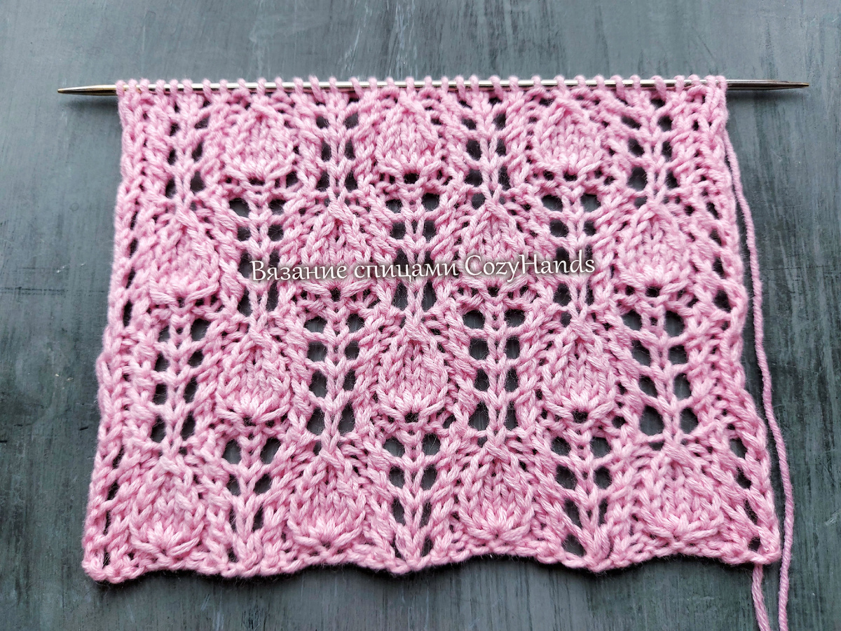 Красивый ажурный узор спицами