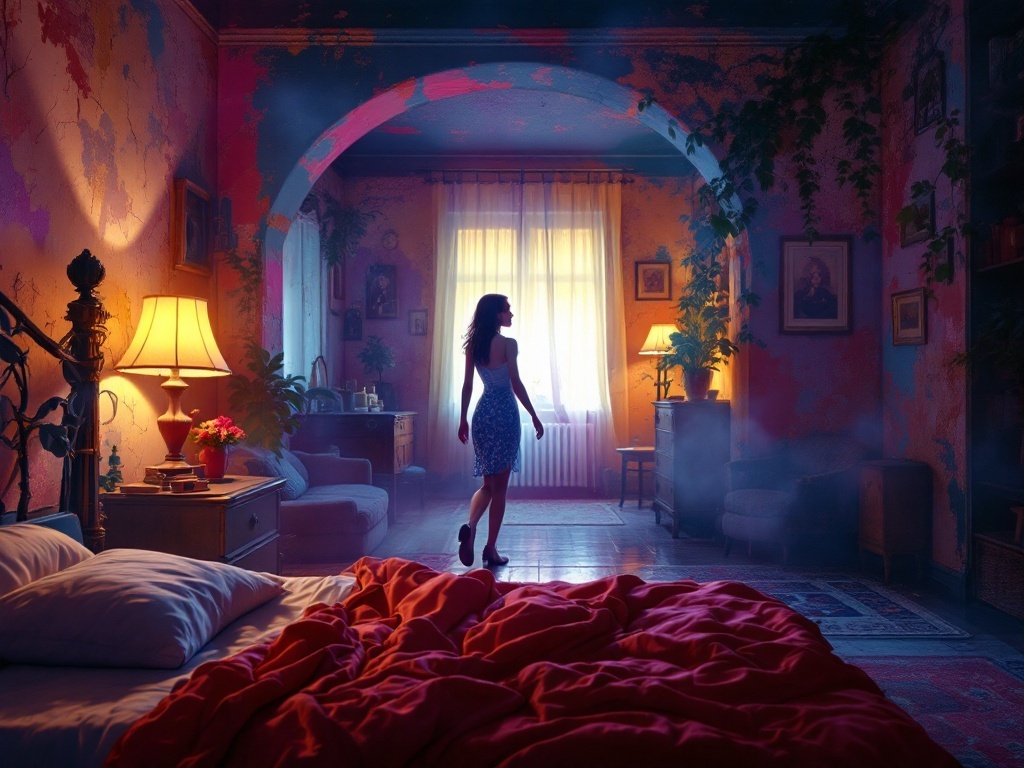    К чему такое снится: Нарисую старую квартиру с ярко выраженными признаками былого времени: потрескавшуюся краску, старую мебель. В центре сцены женщина, идущая по комнате, оглядывающаяся