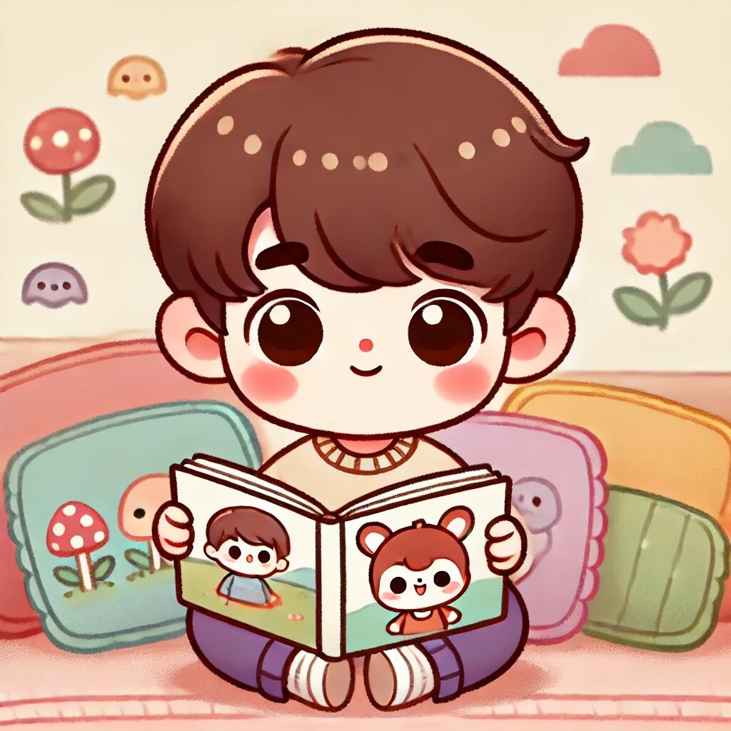 Малыш читает книжку