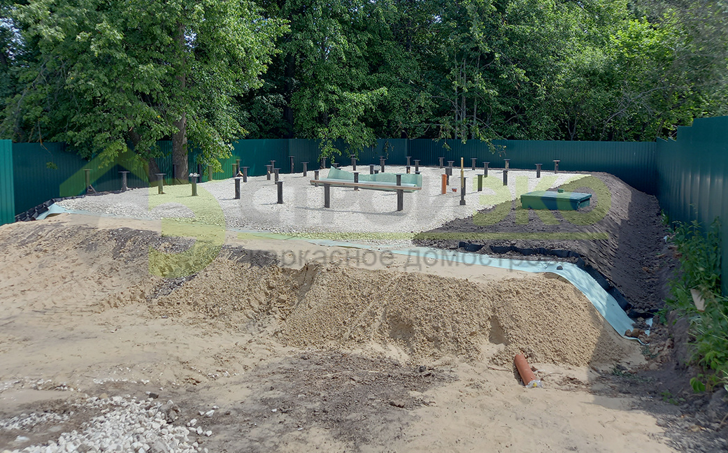 Устройство фундамента с отсыпкой для выравнивания участка