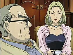 Ева Хайнеман с отцом. «Реалистичный» рисунок аниме отражает стиль манги