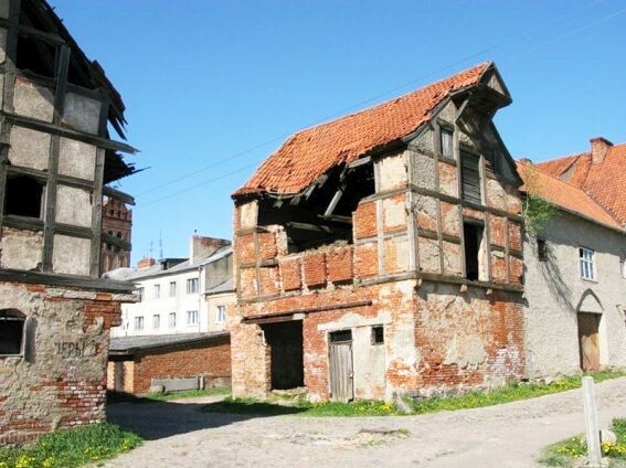 Древний немецкий деревянно-каркасный кирпичный дом