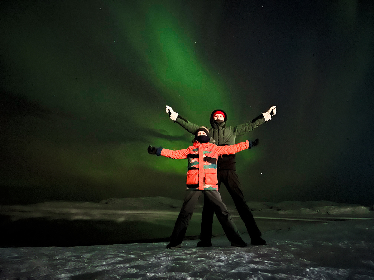 Оба увидели северное сияние в первый раз