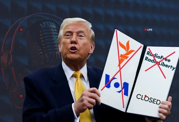 Президент США Дональд Трамп закрыл радиостанции, которые курировало Агентство США по глобальным медиа (USAGM). Обложка © Коллаж © Life.ru. Обложка © Wikipedia / Voice of America, Radio Free Europe, © ТАСС / AP, © Shutterstock / FOTODOM / paffy