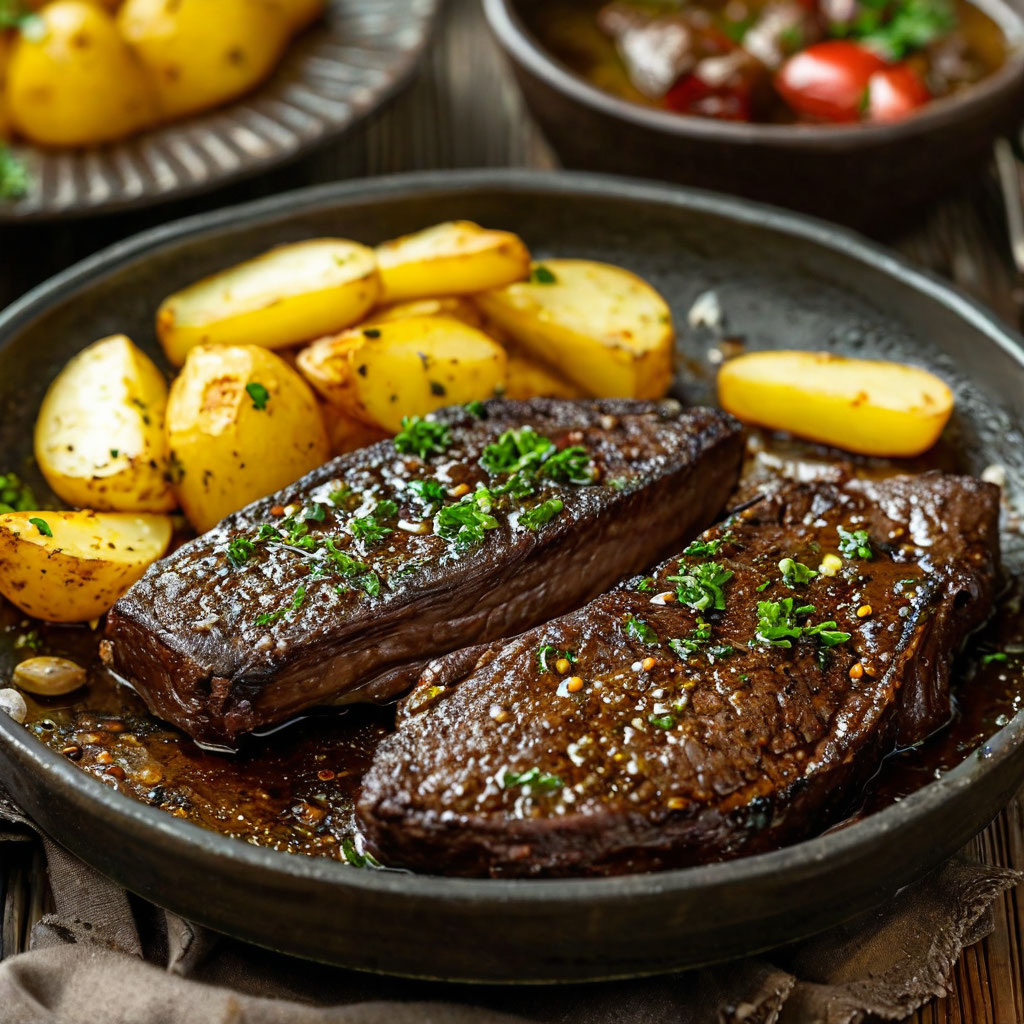 Печень, жаренная куском, с отварным картофелем: классика домашней кухни! 