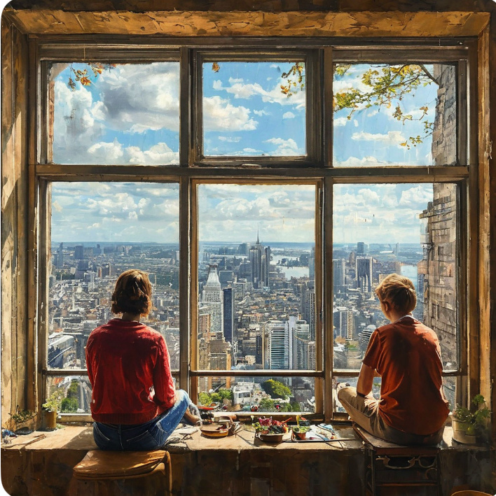 Запрашивала у Шедеврума картинку про чужие окна, он никак не хотел выдавать что нужно 