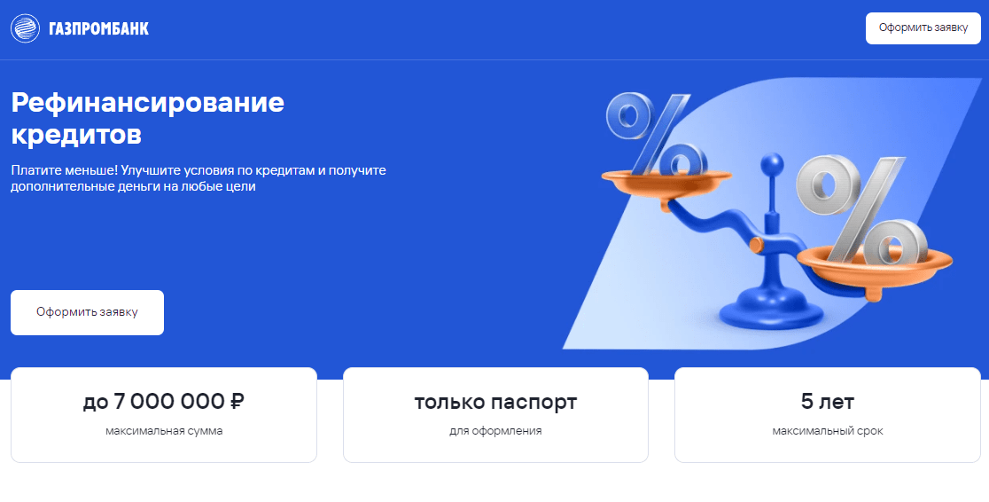 Рефинансирование кредита в Газпромбанке