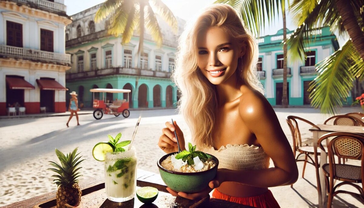 Овсянка может быть чем-то большим, чем просто завтрак. Это настроение, атмосфера и вкус, который переносит тебя на солнечные улицы Гаваны. Закрой глаза, вдохни аромат лайма и мяты – и вот ты уже там." ☀️🍋🌿