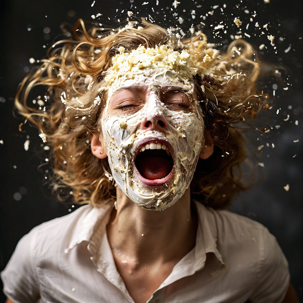 Вот так видит Шедеврум учительцу, которой влепили тортом в лицо