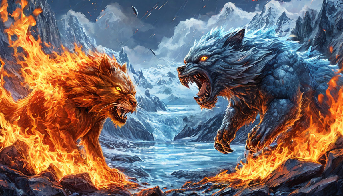 Очень красивое противостояние огня и льда