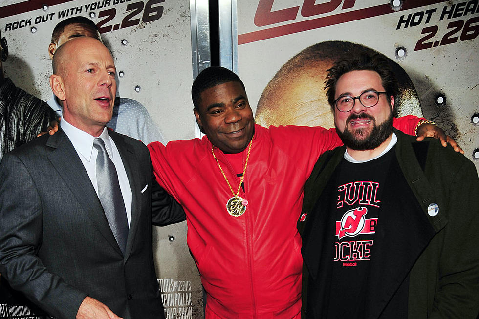 Брюс Уиллис, Трейси Морган и Кевин Смит на премьере фильма «Двойной КОПец» (2010)