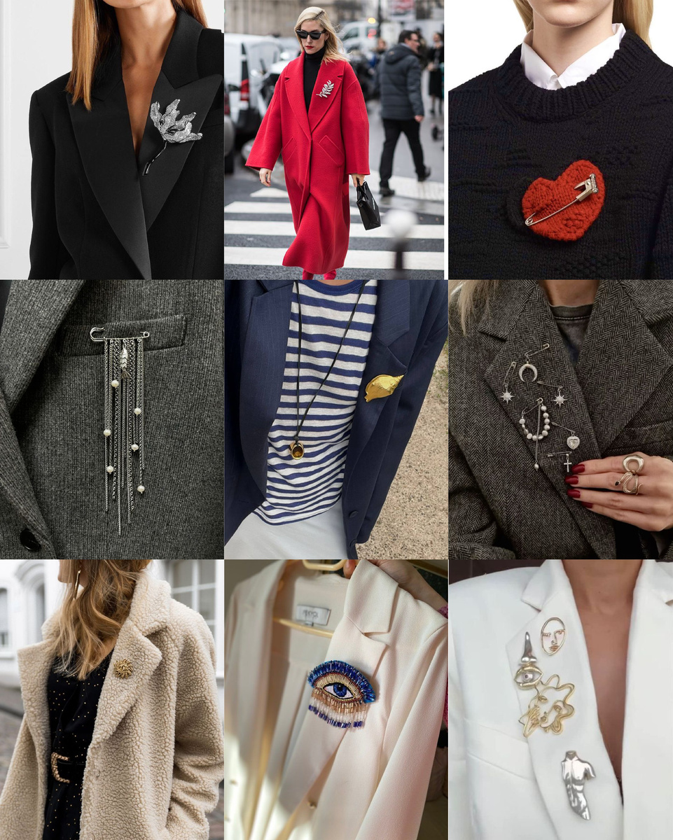 Варианты стилизации брошей. 