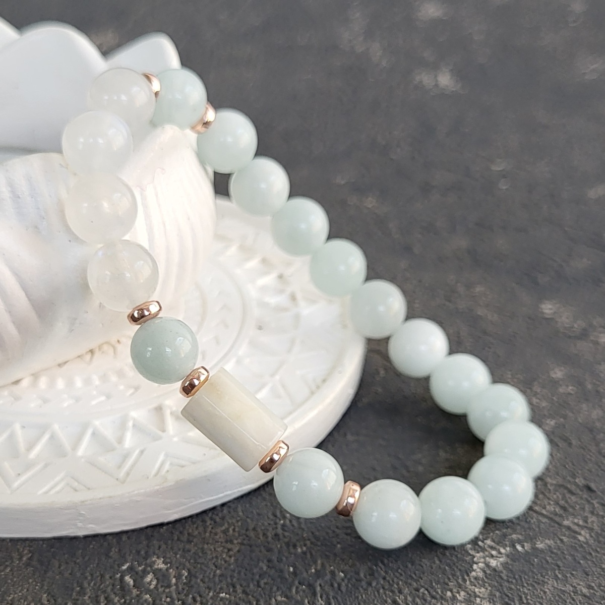 Браслет из аквамарина, лунного камня