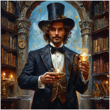 Сгенерировано ИИ- колдун дружит с нечистью.