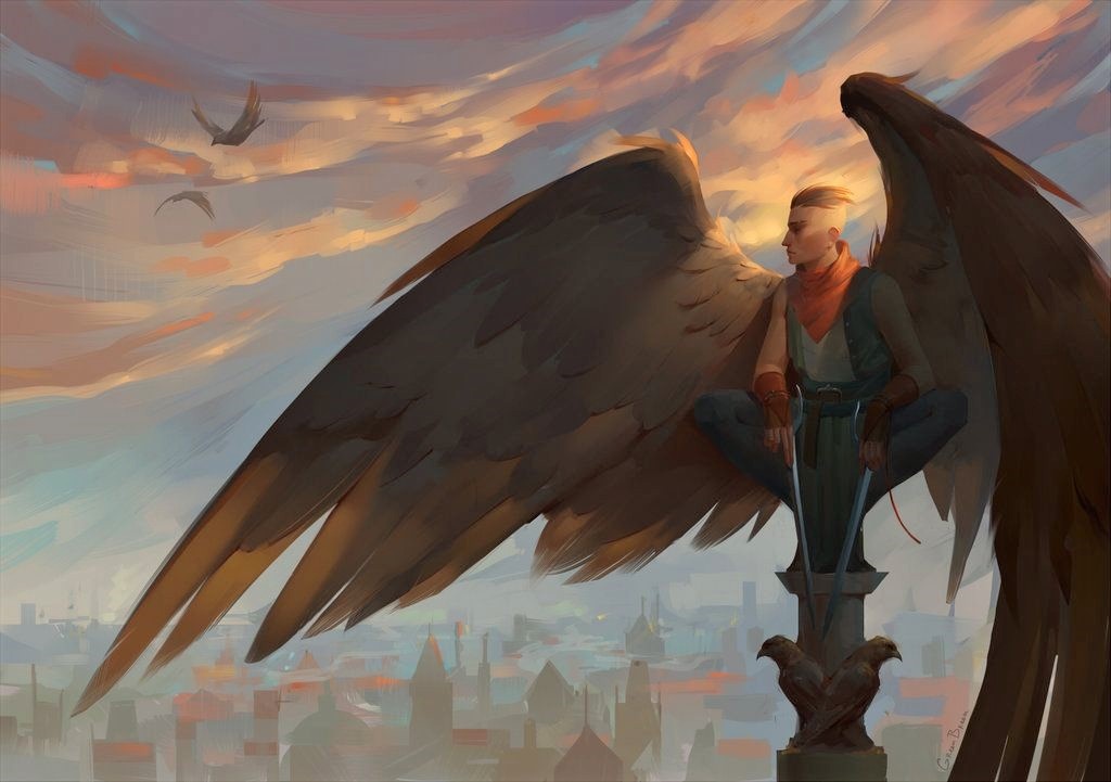 Город крылатых людей (арт GreenBreen, DeviantArt).